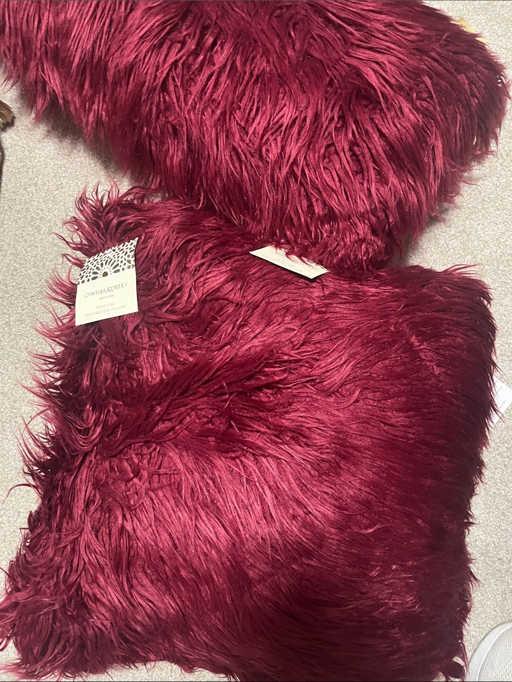Cynthia Rowley Deep Wine Faux Fur Accent Pillow Price for both